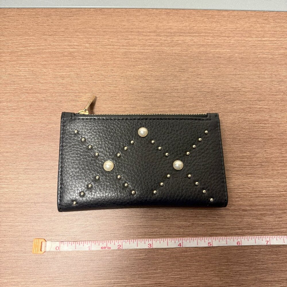 Kate Spade Hayes Street Black leather pearl studded wallet